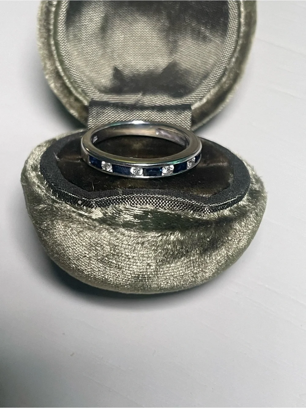 Effy 18k white gold band with sapphires and diamonds